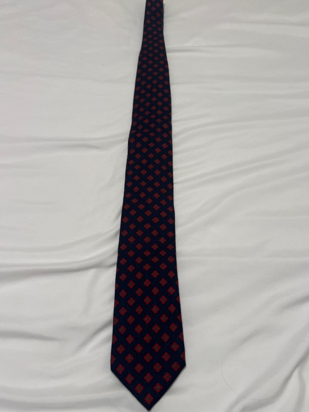 Vintage Canali tie 56” long dark green/blue and red medallions 100% wool - Picture 5 of 8
